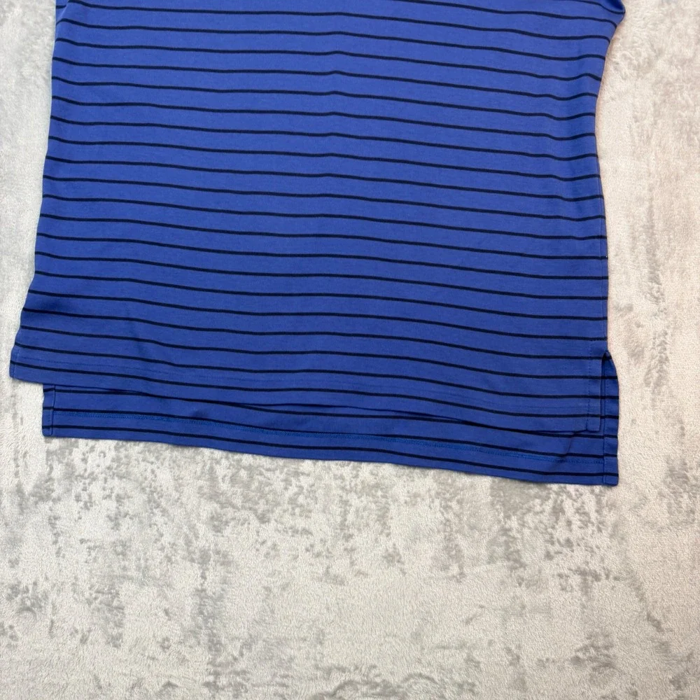 Polo Ralph Lauren Shirt Mens Large Blue Striped Red Pony Short Sleeve Cotton